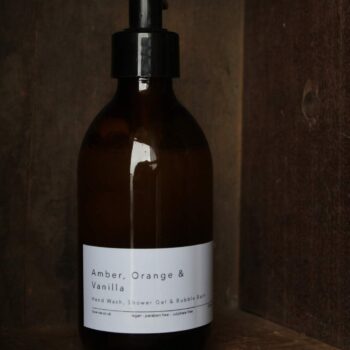 Amber Orange Vanilla Soap Glass Pump Bottle All-Over 3-in-1