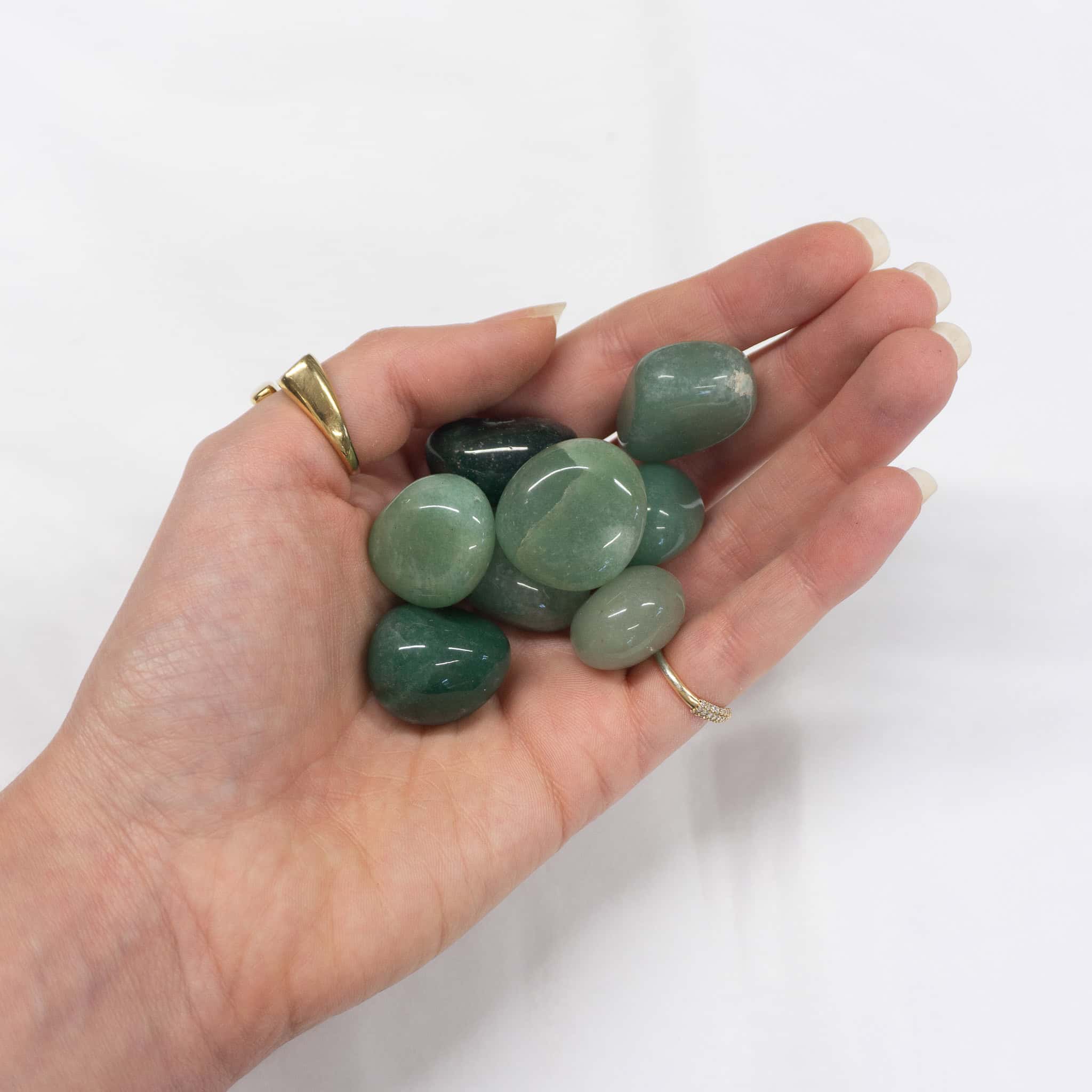 green aventurine A handful of green aventurine tumbles