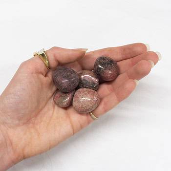 A handful of Rhodonite