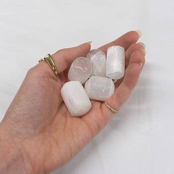 A handful of Selenite Tumbles