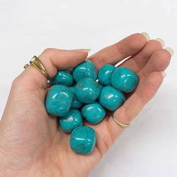 A handful of Turquoise Howlite tumbles